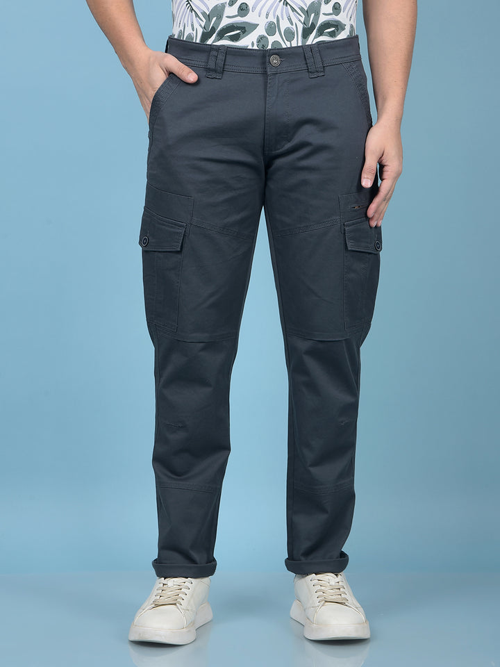 Grey Cargo Trousers-Men Trousers-Crimsoune Club