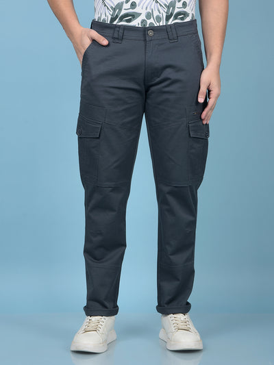 Grey Cargo Trousers-Men Trousers-Crimsoune Club