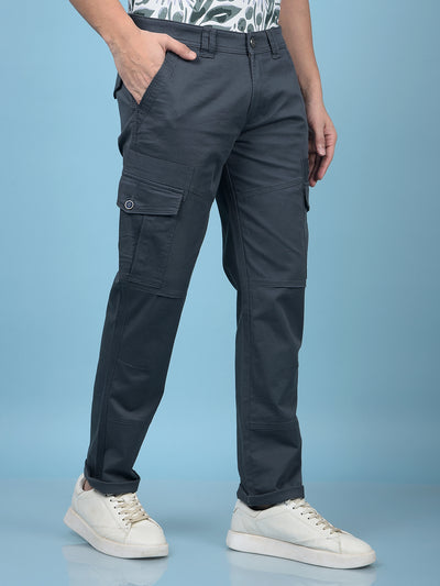 Grey Cargo Trousers-Men Trousers-Crimsoune Club