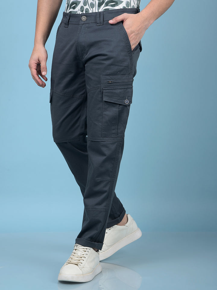 Grey Cargo Trousers-Men Trousers-Crimsoune Club