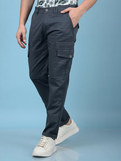 Grey Cargo Trousers-Men Trousers-Crimsoune Club