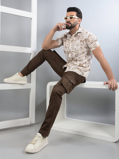 Brown Cargo Trousers-Men Trousers-Crimsoune Club