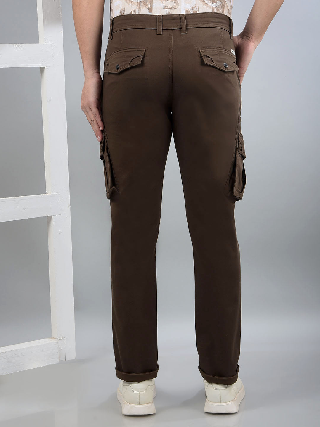 Brown Cargo Trousers-Men Trousers-Crimsoune Club