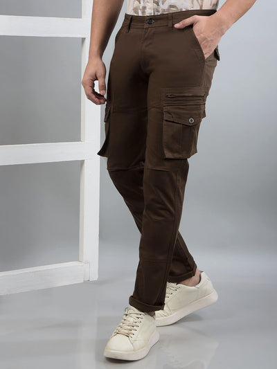 Brown Cargo Trousers-Men Trousers-Crimsoune Club