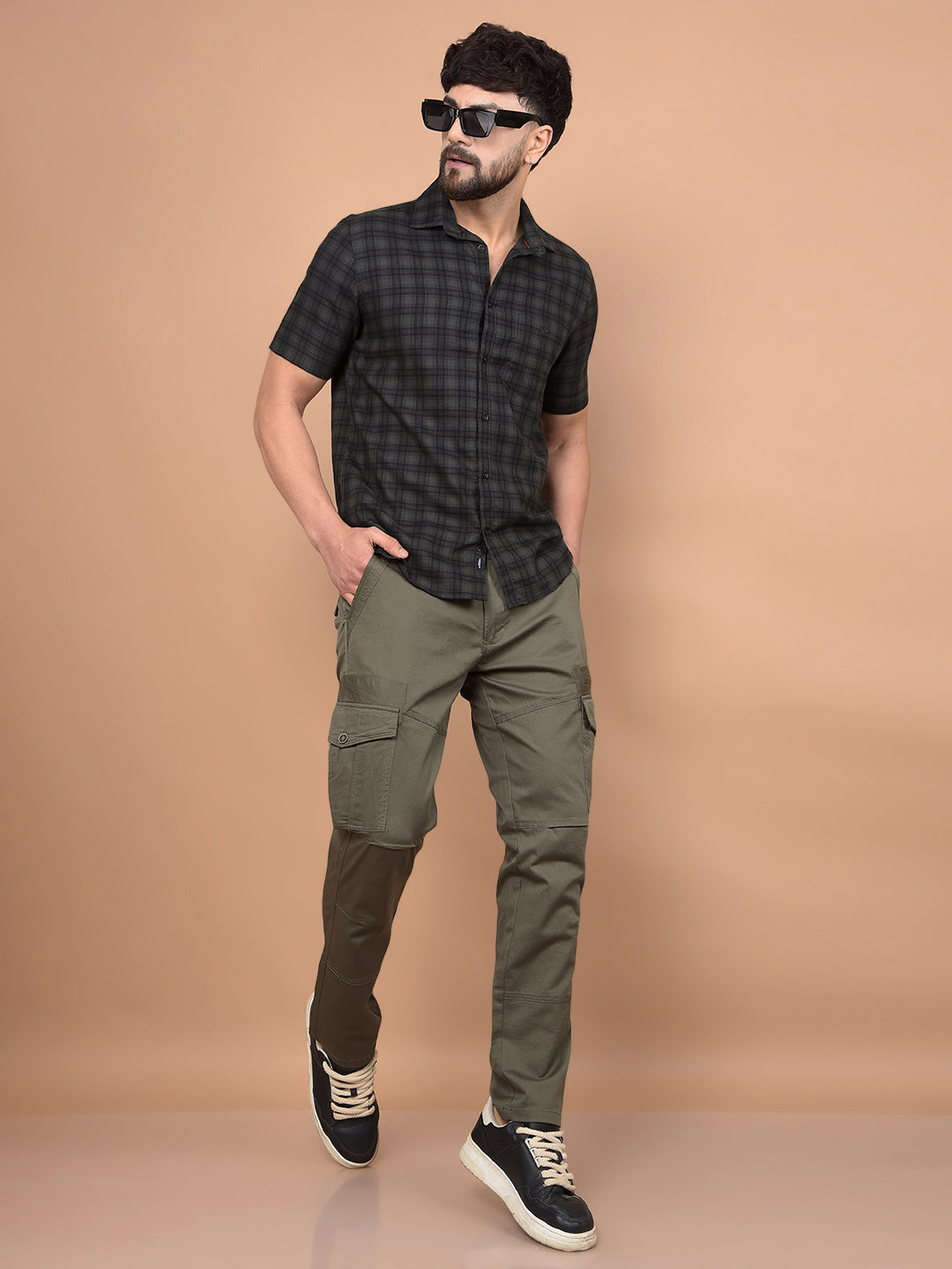 Olive Cargo Trousers-Men Trousers-Crimsoune Club