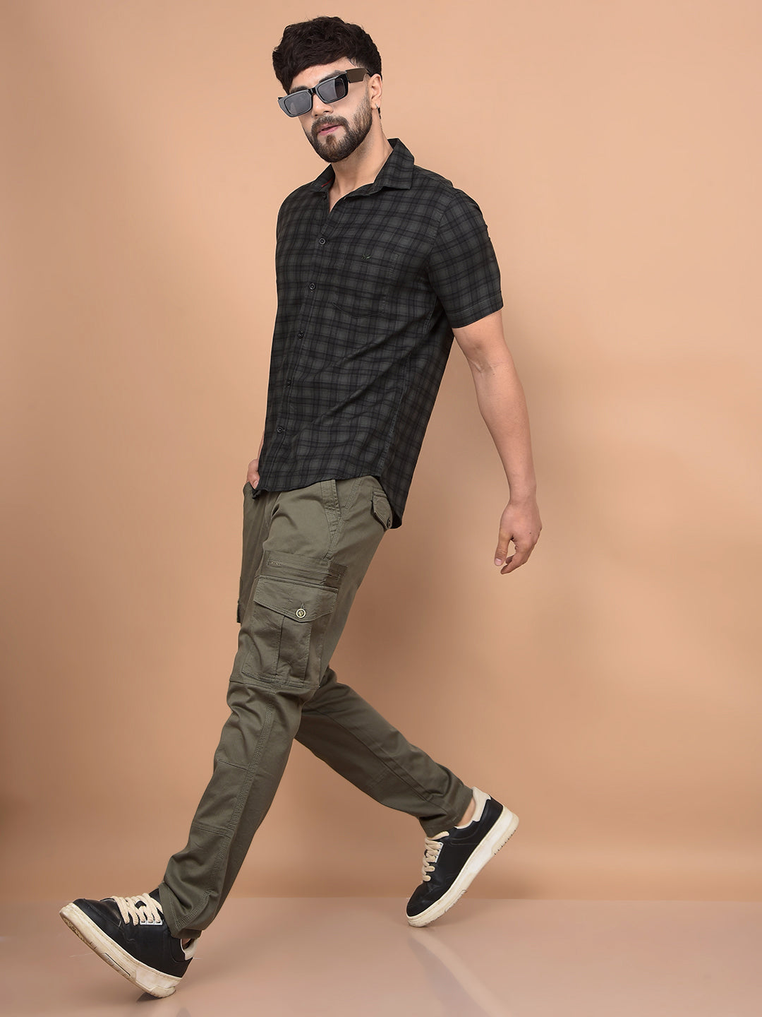 Olive Cargo Trousers-Men Trousers-Crimsoune Club
