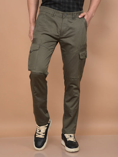 Olive Cargo Trousers-Men Trousers-Crimsoune Club