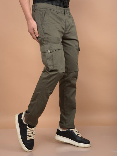 Olive Cargo Trousers-Men Trousers-Crimsoune Club