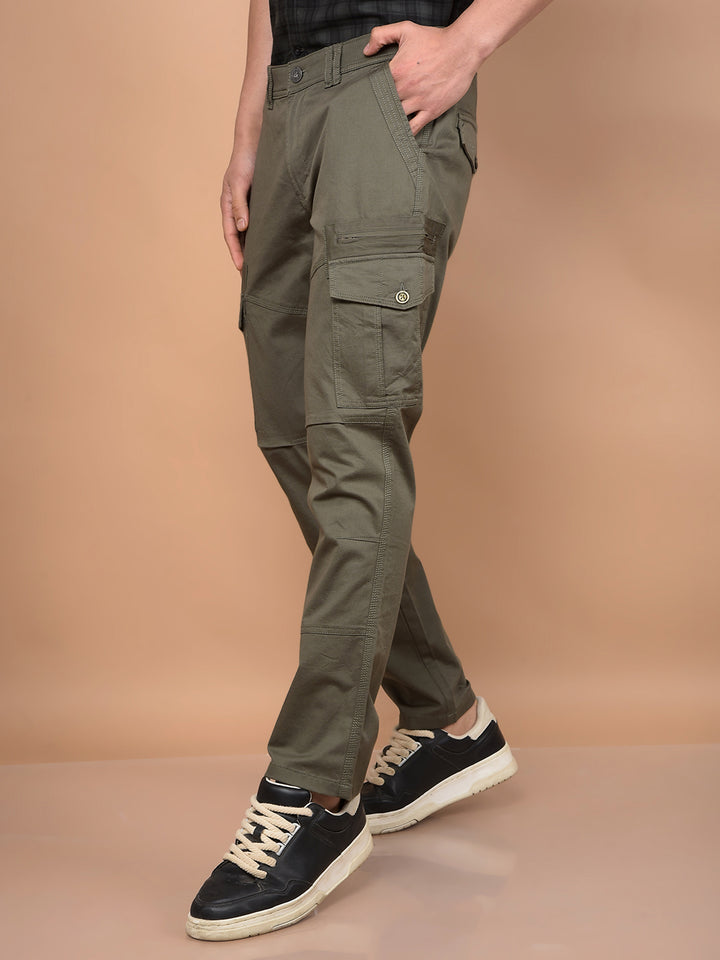 Olive Cargo Trousers-Men Trousers-Crimsoune Club