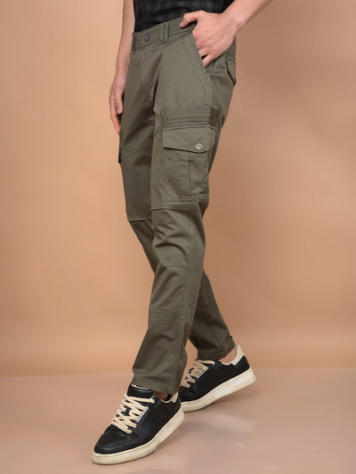 Olive Cargo Trousers-Men Trousers-Crimsoune Club