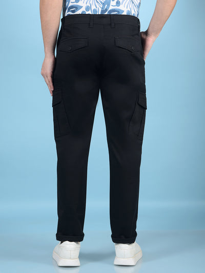 Black Cargo Trousers-Men Trousers-Crimsoune Club