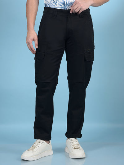 Black Cargo Trousers-Men Trousers-Crimsoune Club