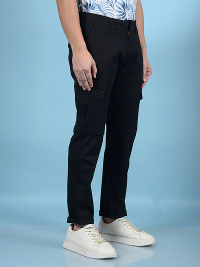 Black Cargo Trousers-Men Trousers-Crimsoune Club