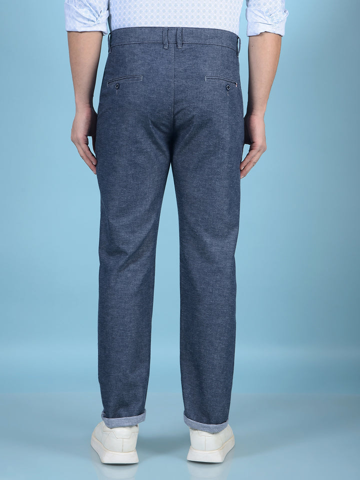 Navy Blue Linen Trousers-Men Trousers-Crimsoune Club