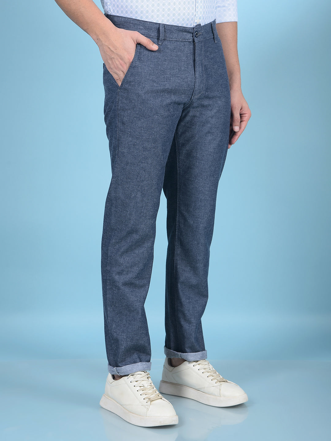 Navy Blue Linen Trousers-Men Trousers-Crimsoune Club