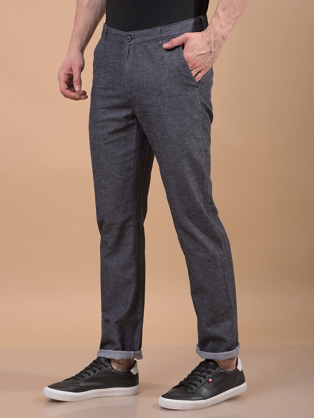 Black Linen Trousers-Men Trousers-Crimsoune Club