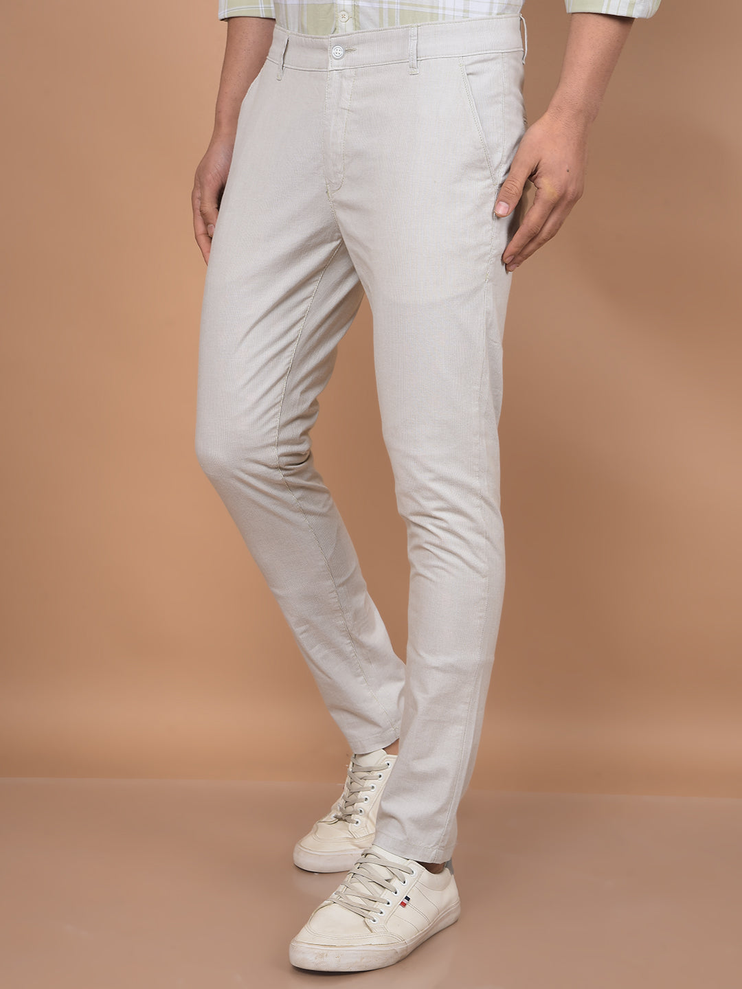 Olive Textured Trousers-Men Trousers-Crimsoune Club