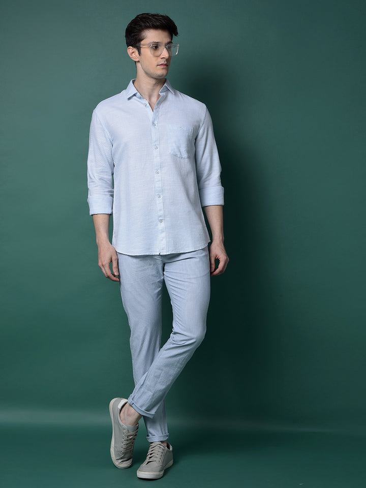 Blue Printed Trousers-Men Trousers-Crimsoune Club