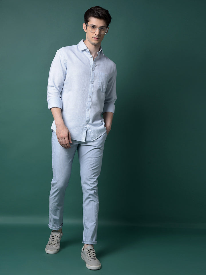 Blue Printed Trousers-Men Trousers-Crimsoune Club