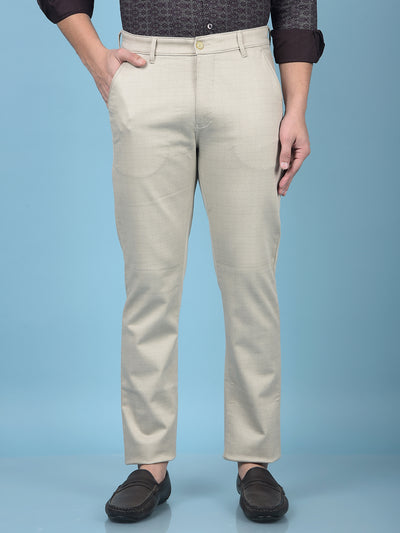 Beige Printed Trousers-Men Trousers-Crimsoune Club