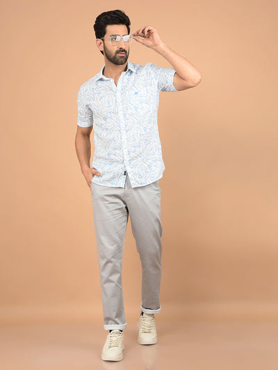 Grey Printed Trousers-Men Trousers-Crimsoune Club