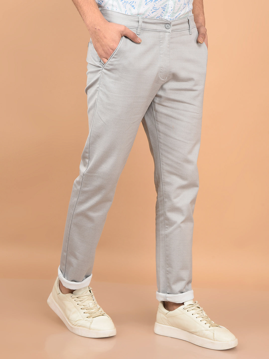 Grey Printed Trousers-Men Trousers-Crimsoune Club