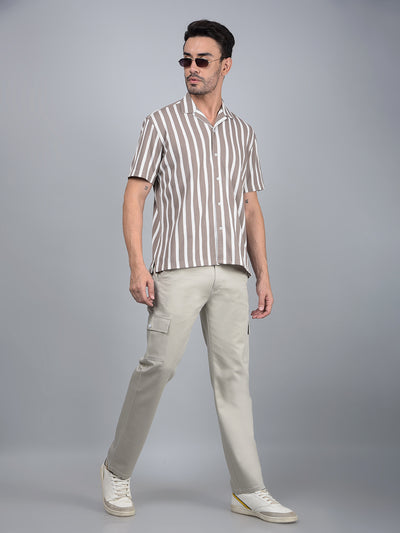 Grey Cargo Trousers-Men Trousers-Crimsoune Club
