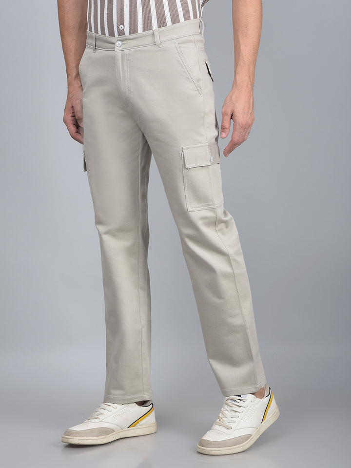 Grey Cargo Trousers-Men Trousers-Crimsoune Club