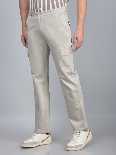 Grey Cargo Trousers-Men Trousers-Crimsoune Club