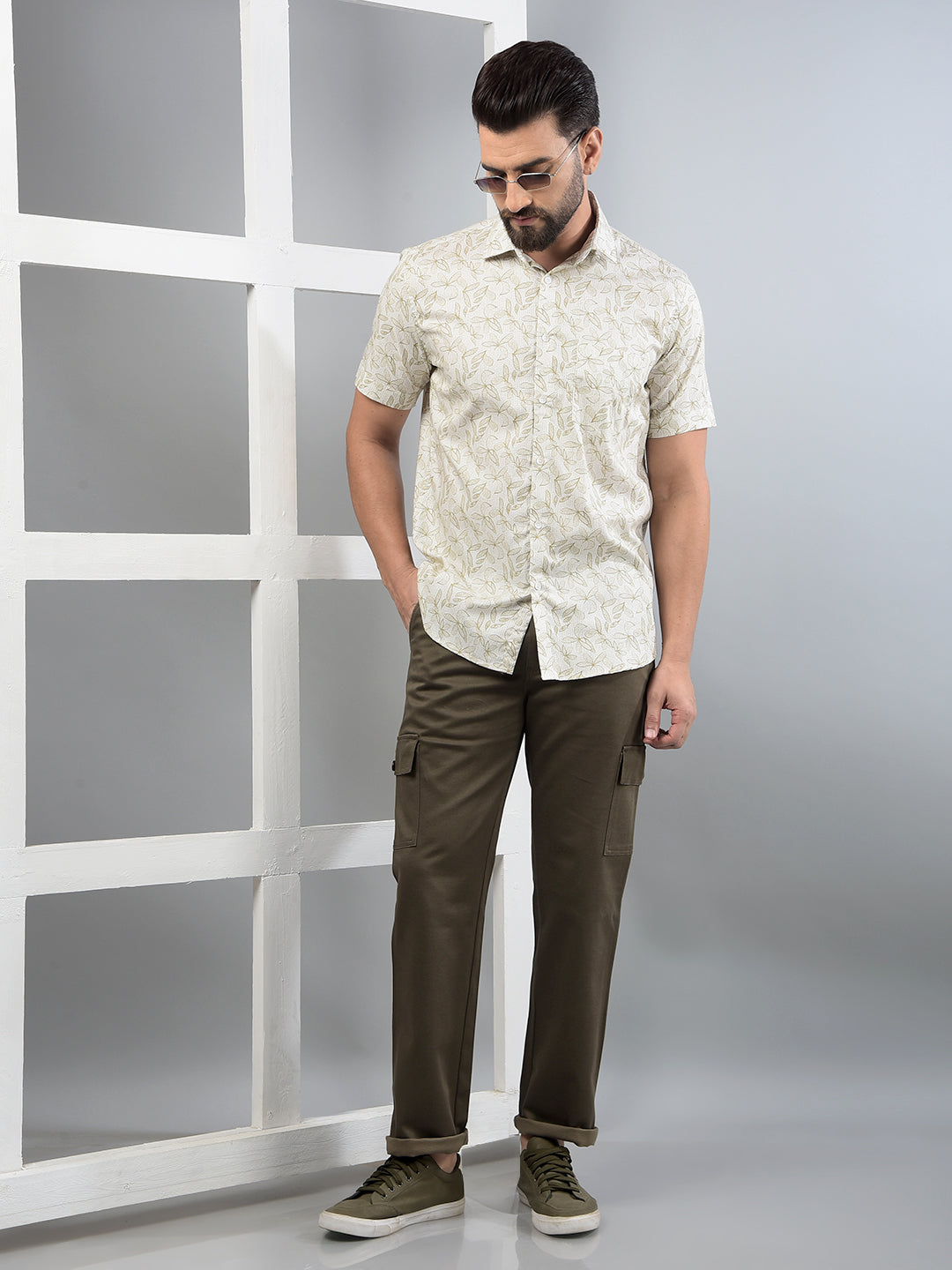 Olive Cargo Trousers-Men Trousers-Crimsoune Club