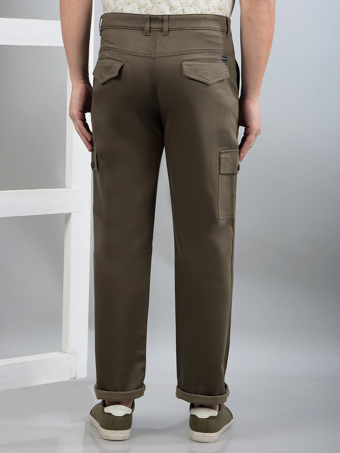 Olive Cargo Trousers-Men Trousers-Crimsoune Club
