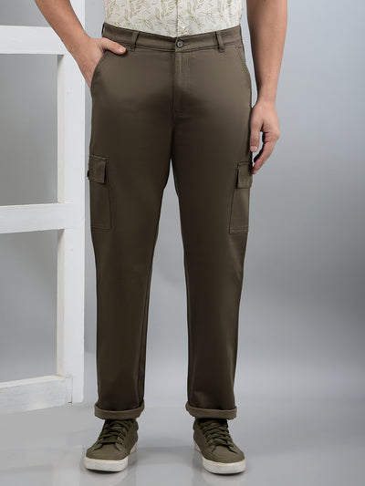 Olive Cargo Trousers-Men Trousers-Crimsoune Club