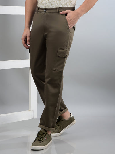 Olive Cargo Trousers-Men Trousers-Crimsoune Club
