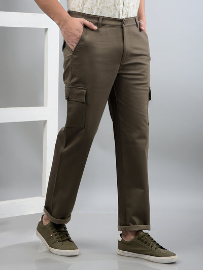 Olive Cargo Trousers-Men Trousers-Crimsoune Club