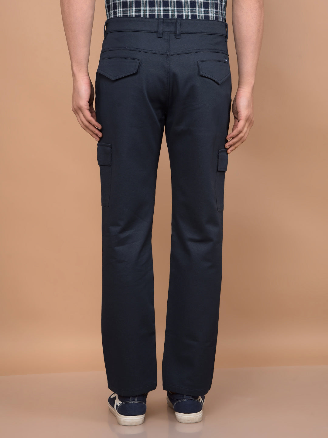 Navy Blue Cargo Trousers-Men Trousers-Crimsoune Club