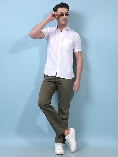 Men's Olive Baggy Trousers-Men Trousers-Crimsoune Club