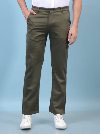Men's Olive Baggy Trousers-Men Trousers-Crimsoune Club