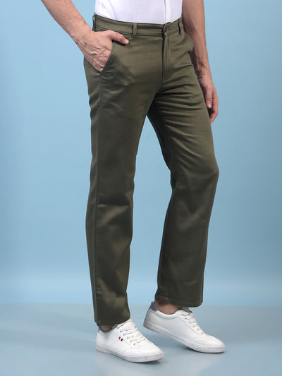 Men's Olive Baggy Trousers-Men Trousers-Crimsoune Club