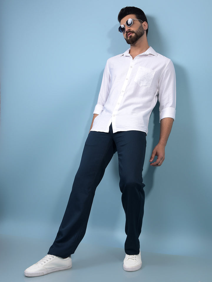 Men's Navy Blue Baggy Trousers-Men Trousers-Crimsoune Club