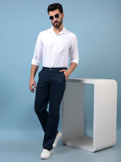 Men's Navy Blue Baggy Trousers-Men Trousers-Crimsoune Club