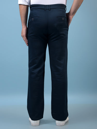 Men's Navy Blue Baggy Trousers-Men Trousers-Crimsoune Club