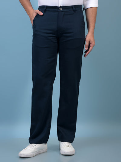 Men's Navy Blue Baggy Trousers-Men Trousers-Crimsoune Club
