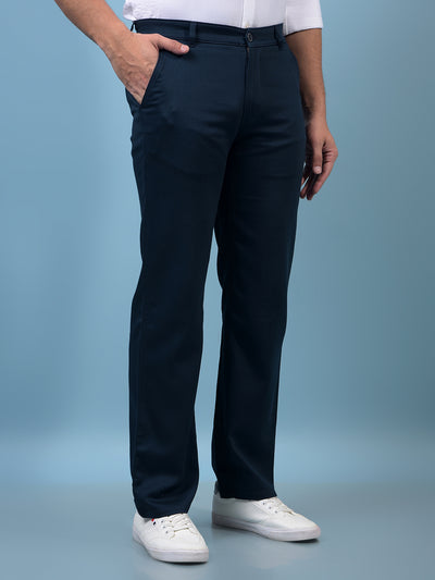 Men's Navy Blue Baggy Trousers-Men Trousers-Crimsoune Club