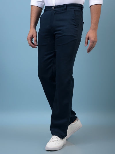 Men's Navy Blue Baggy Trousers-Men Trousers-Crimsoune Club