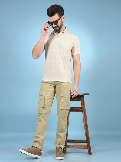 Beige Cargo Trousers-Men Trousers-Crimsoune Club