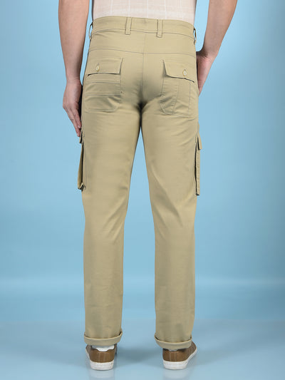Beige Cargo Trousers-Men Trousers-Crimsoune Club