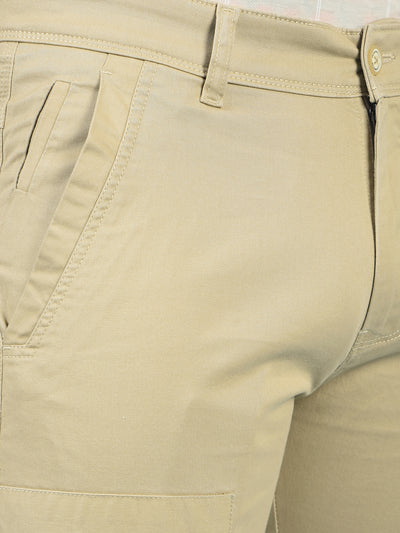 Beige Cargo Trousers-Men Trousers-Crimsoune Club