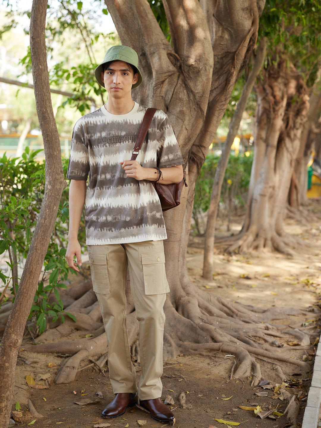 Beige Cargo Trousers-Men Trousers-Crimsoune Club
