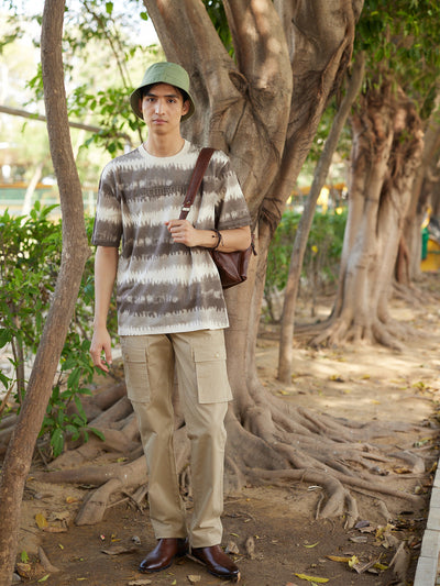 Beige Cargo Trousers-Men Trousers-Crimsoune Club