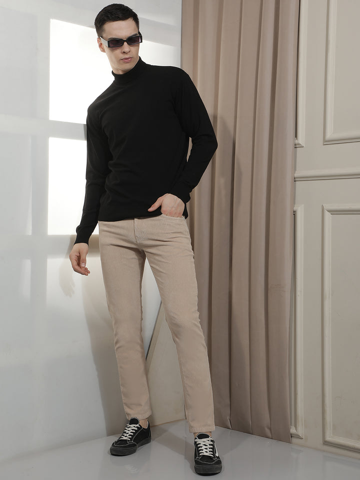Ridge Beige Corduroy Trousers-Men Trousers-Crimsoune Club